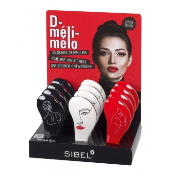 Rozčesávací kartáč na vlasy Sibel D-Meli Melo Line Art - červený